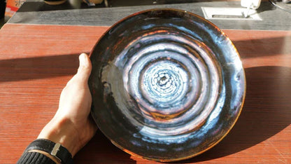 Hand-Painted Ceramic Plate - Cosmic Swirl Design